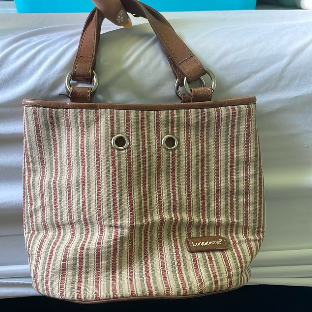 Striped Longaberger mini handbag